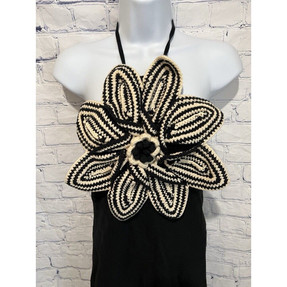 Zara limited edition flower black-and-white crocheted dress size small - Picture 3 of 9
